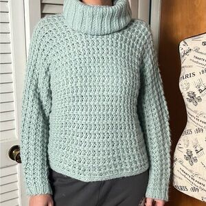 Express Light Blue Cowl Neck Sweater